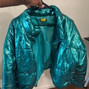 Apple Bottoms Teal Shimmer Puffer Jacket